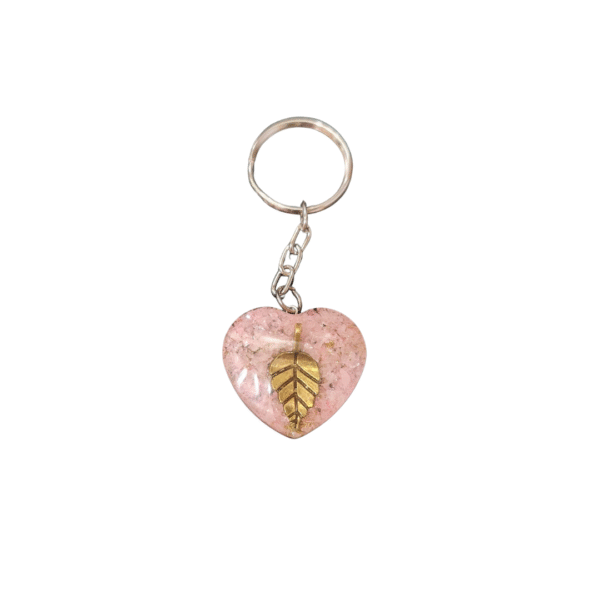 Porta Chaves Orgonite Coração Quartzo Rosa