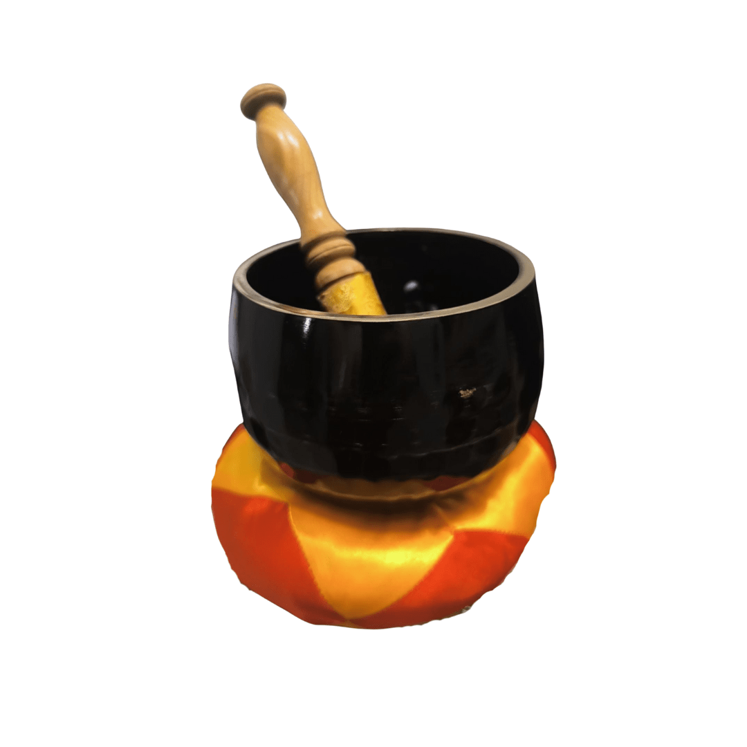Taça Tibetana Preta 10cm + Batente + Almofada