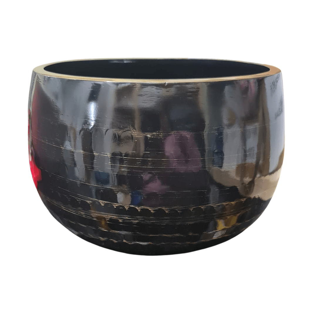 Taça Tibetana Preta 19cm + Batente + Almofada